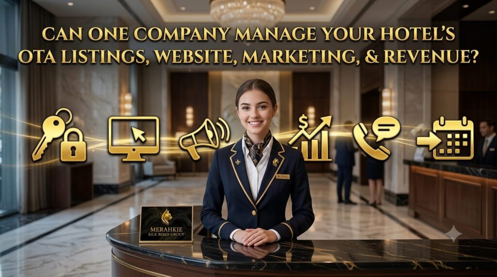 Hospitality management services helping hotels increase direct bookings through OTA management, hotel SEO, website development, and revenue optimization.
