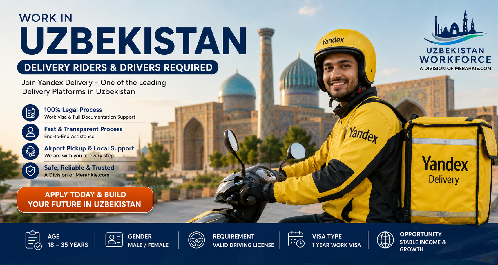 Work in Uzbekistan - Delivery Driver & Rider Jobs | Uzbekistan Workforce by Merahkie